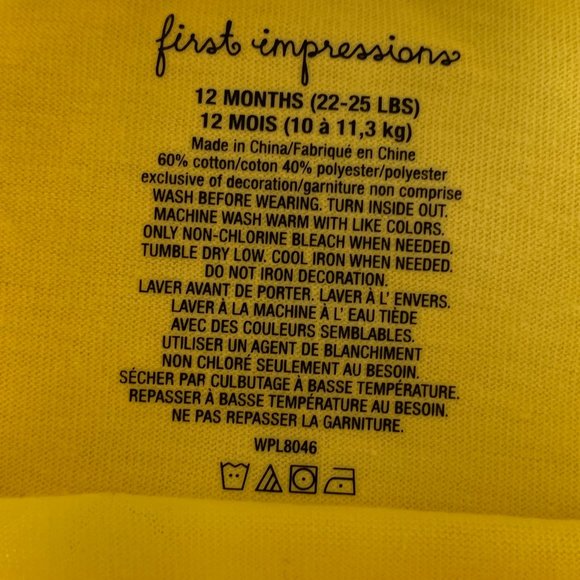 FIRST IMPRESSION, Boys, Bunny DAD'S BEST BUD T-Shirt, Yellow, Size 12 Mos. - Picture 3 of 4